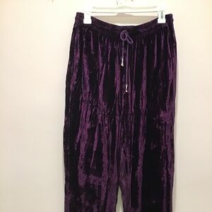 Purple Velvet Drawstring Pants